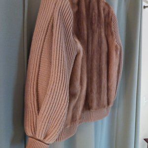 Custom-made mink with knit sleeves